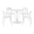 thumbnail image 4 of WestinTrends Playa 5-Piece Round Metal Bistro Dining Table Set And Stackable Resin Patio Dining Side Chairs, White, 4 of 14