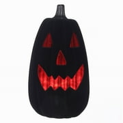 Halloween Black Flocked Light-Up Jack-o'-Lantern Decor, 22 in, by Way To Celebrate