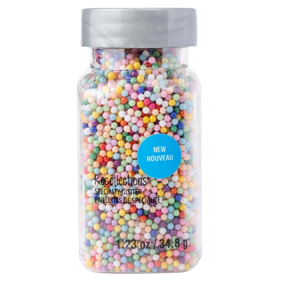Recollections Rainbow Beads Specialty Glitter Shapes - 1.23 oz Jar, Multicolor Plastic & Resin Glitter for Paper Crafts & DIY Projects, 12 Pack