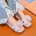 thumbnail image 5 of Bixock Toddler Girls Sandals Summer With Pearl Bow Solid Color Soft Sole Non Slide Beach Toddler Sandals Open Toe Daily Shoes, 5 of 5