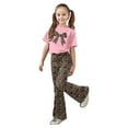 thumbnail image 3 of Gaexia Girls 2 Piece Set,Girls Casual Fashion Outfit Bow Short Sleeve Top and Long Pants Comfy Two Piece Playwear Fashion Clothes,8-9 Years, 3 of 6
