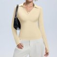 thumbnail image 6 of Kamentoy Women's V Neck Polo Shirts Long Sleeve Collared Business Fall Tunic Tops, Casual Ladies Polo, Knit Tee, Trendy Work Outfits, Golf Shirts, 6 of 8