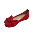 thumbnail image 2 of Viluyesy Womens Ballet Flats Round Toe Faux Suede Bow Slip On Cushioned Breathable Everyday Dressy Flat Shoes Red Size US8.5, 2 of 10