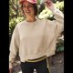 thumbnail image 5 of Sudadera Corta para Mujer, Cuello Redondo, Larga, Talla Grande, Otoño-Invierno 2025, Estilo Jersey Holgado. Albaricoque XL, 5 of 10