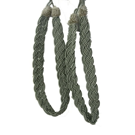 - Pair of Metallic Sage Green Rope Curtain Tiebacks