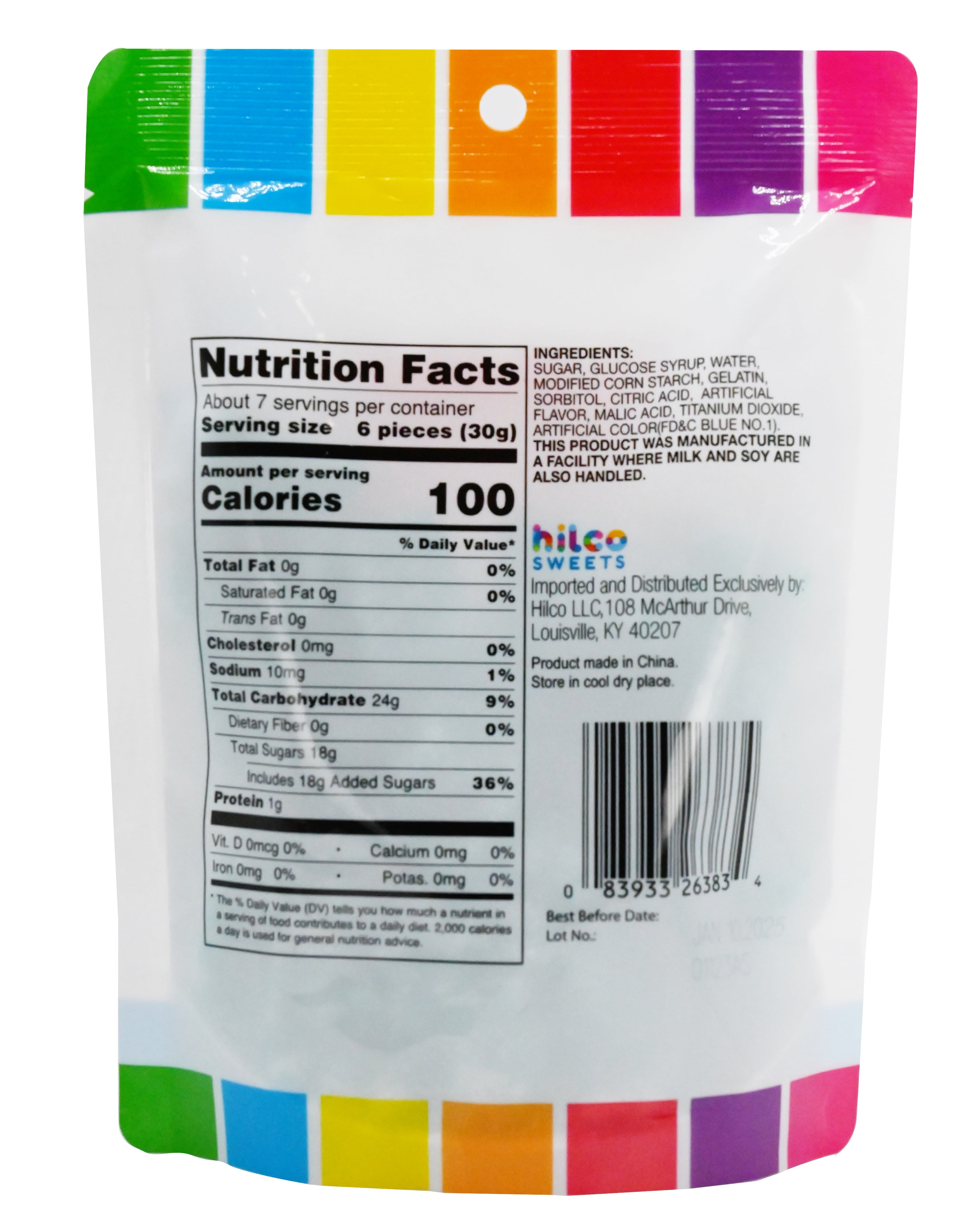 (4 pack) Hilco Blue Raspberry Sugar Sanded Gummy Bears, 7 oz, Regular Size