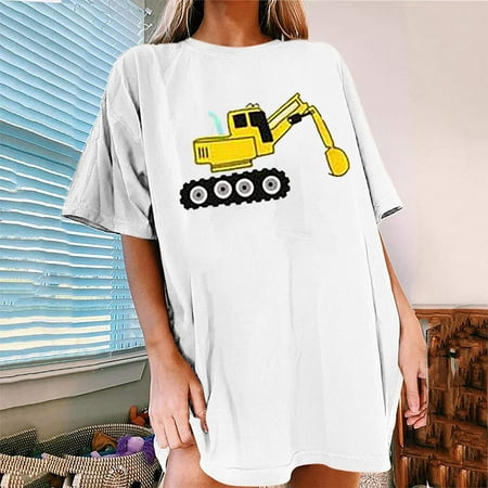 

TZNBGO Women s Dropped Shoulder Loose Fit Tunic Tops Vintage Car Printed Pattern Casual Short Sleeve Tops Blouse Car Men s Top White Xxl Sleeveless Tops For Women Bra Tops For Women Babyd148335
