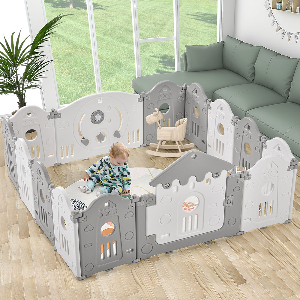 CUH Kids Folding Baby Playpen Foldable HDPE Fence Play Large Activity Center Game Home Indoor