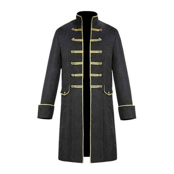 Maoxin Mens Tops Men's Gothic Coat Coat Medieval Standing Collar Court Clothing Standing Collar Slim Coat Black S