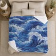 thumbnail image 5 of Turbulent Ocean Wave Art Festive Festive Scene, Festive Festive Scene, Warm Flannel Blanket for Beach House and Reading Nook, Beach Lovers Birthday Gift, Festive Home Decor, 5 of 9
