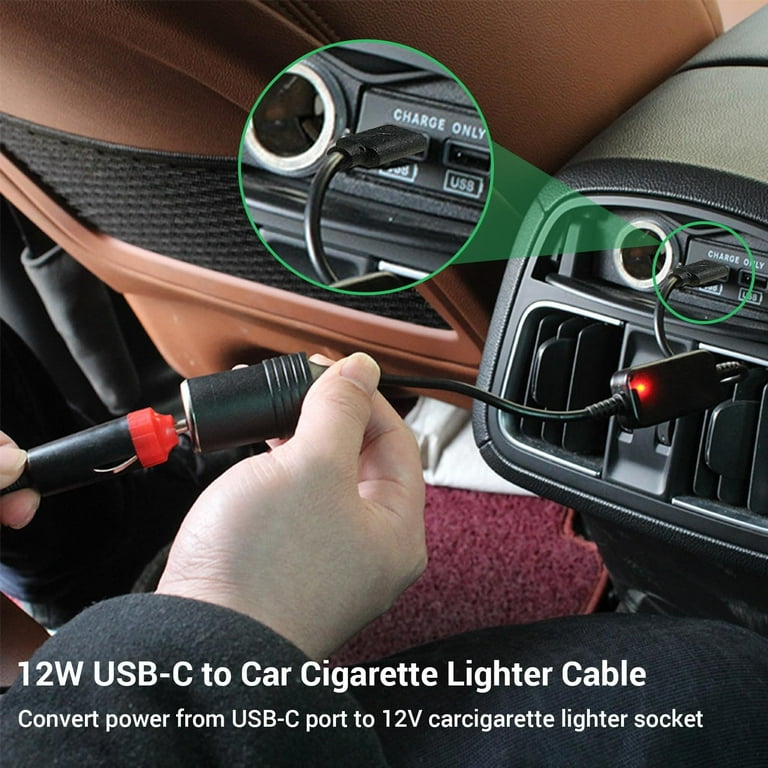 car cigarette lighter output voltage USB C Male to 12V Adapter, USB to Car Lighter Socket Type-C to Lighter  Power Cable OutputConverter Cable Adjustable Voltage 5V/9V/12V(1-Pack)
