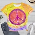 thumbnail image 2 of WEIWEN Hippie Tshirts Shirts for Women Trendy 2026 Tie Dye Peace Love Graphic Tees Womens Summer Tops Casual Crew Neck Short Sleeve Fitness Outfits Yellow, S, 2 of 5