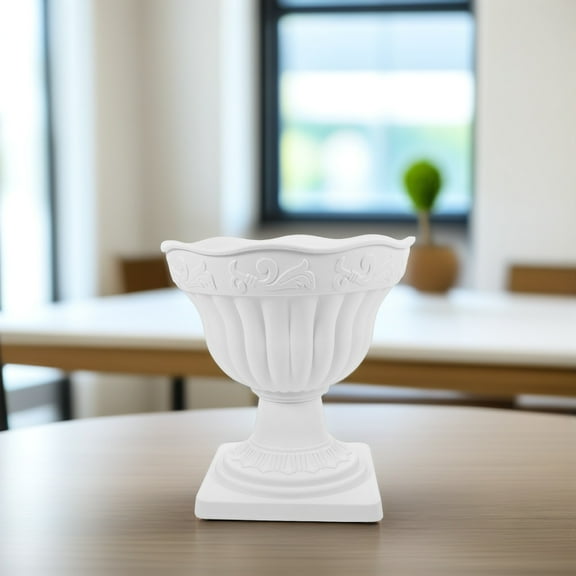 WRITWAA Balcony Garden Planter White Plastic Flower Pot Large Round Column 1Pack
