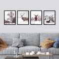 thumbnail image 2 of PixonSign Framed Wall Art Deer Winter Snow Frost Tree Cabin, Set of 4 Nature Wilderness Wall Decor Arts, Animal Wall Décor, Adhesive Canvas Poster, Modern Home Artwork - 11"x14" Black, 2 of 5