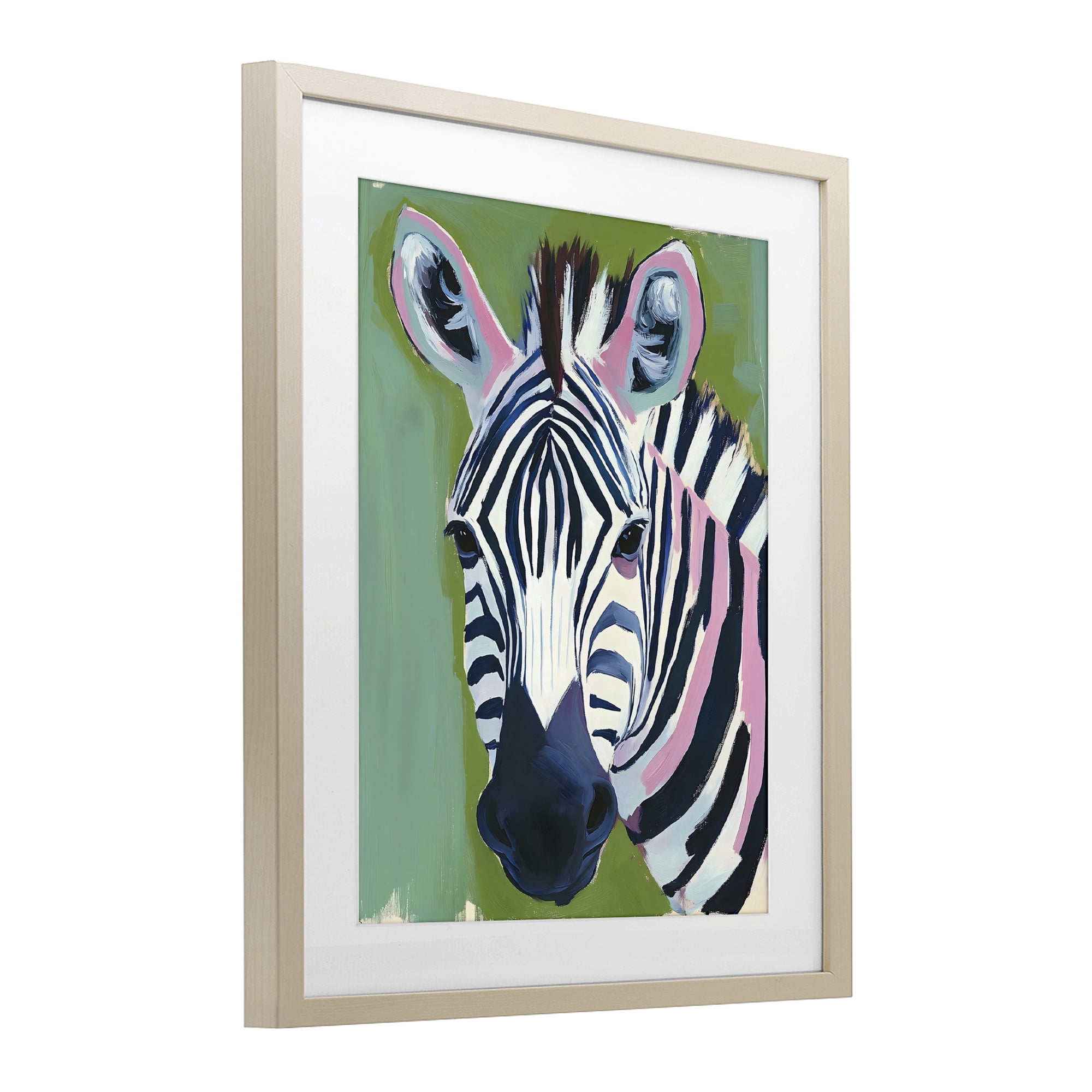Stupell Industries Funky Zebra over Green Birch Framed Print Under Glass, design by The Prints Vibe