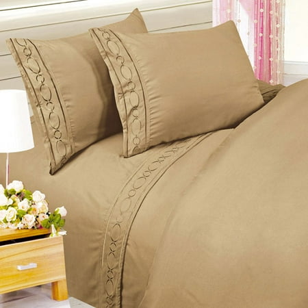 At Home Embroidered Chain Microfiber Bedding Sheet Set