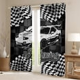 thumbnail image 2 of Homewish Racing Car Curtains Pack of 2 (42x84 Each) for Female Men Adults,Geometric Plaid Buffalo Curtains Blackout,Black White Bedroom Curtains,Breathable Home Decor, 2 of 6