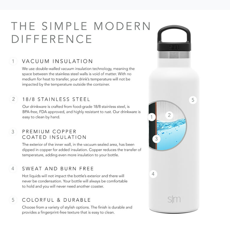 Simple Modern Winter White Ascent Water Bottle with Straw Lid - 20oz