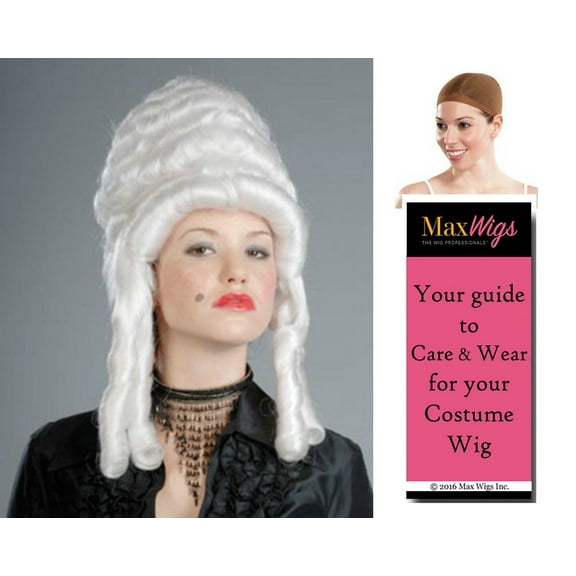 Victorian Queen color White - Enigma Wigs Revolutionary White 18th Century Marie Antoinette Bundle w/ Cap, MaxWigs Costume Wig Care Guide
