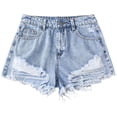 thumbnail image 6 of TOWED22 Girls Ripped Jean Shorts High Waisted Straight Leg Denim Shorts with Pockets(Light Blue,15-16 Y), 6 of 9