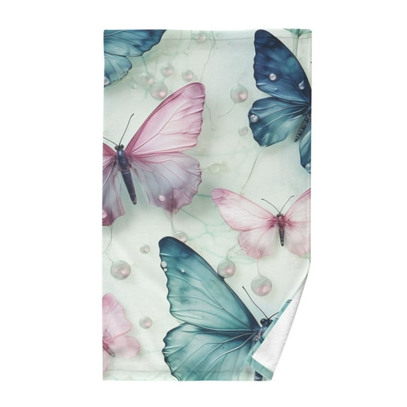 Butterfly Retro Cotton Face Towels Soft Hand Towel Absorbent Bathroom Towel for Kitchen Hotel Decoration