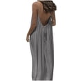 thumbnail image 4 of cocolona Womens Summer Camisole Maxi Dress Casual Solid Color Crew Neck Sleeveless Backless Long Dress Vacation Beach Sundress, 4 of 7