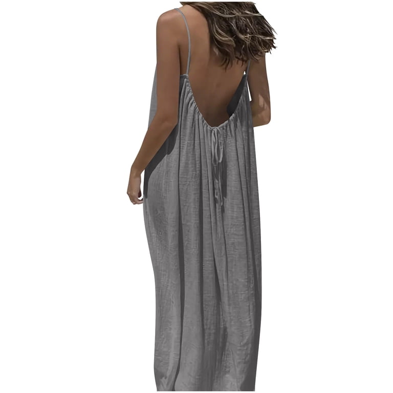 navy blue dress for baby girl Clothing: Maxi Dresses: 'Nova' Silver Grey Halter Neck Backless Maxi Dress main image 0
