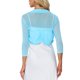 thumbnail image 3 of INSPIRAR CHIC Blusas Semitransparentes para Mujeres Elegantes con Mangas 3/4 Cárdigan Bolero Shrug Azul Claro M, 3 of 6