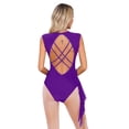 thumbnail image 2 of YEAHDOR Womens Lyrical Modern Dance Leotard Shiny Rhinestones Backless Rhythmic Gymnastics Leotard Purple L, 2 of 7