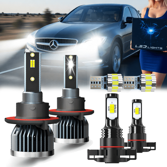 For Chevrolet Camaro 2010-2011 LED Light Bulbs,Direct Plug and Play,9008/H13 High Low Beam,5202/H16 Fog Light,T10 License Plate Light,Car OEM Replacement,Pack of 6