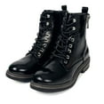thumbnail image 6 of Women Black Work Boots Lace up Mid-Calf Combat Booties Motorcycle Punk Buckle Shoes Side Zipper 5, 6 of 6