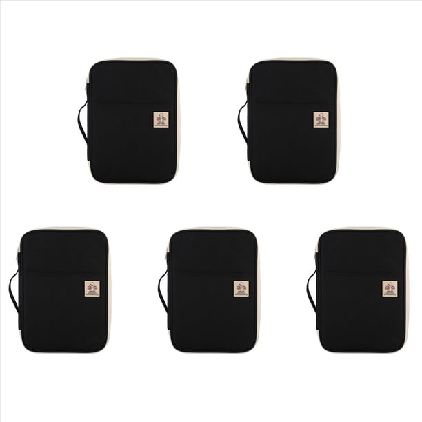 5X Bolsa de Almacenamiento de Documentos A4 Impermeable Oxford Oxford Multifuncional Organizador de Negocios Bolsa Carpeta de Archivos PapeleríA Organizador Cremallera (Negro)
