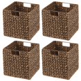 thumbnail image 7 of mDesign Hyacinth Kitchen Storage Basket with Handles, 4 Pack, Brown Wash, 7 of 7
