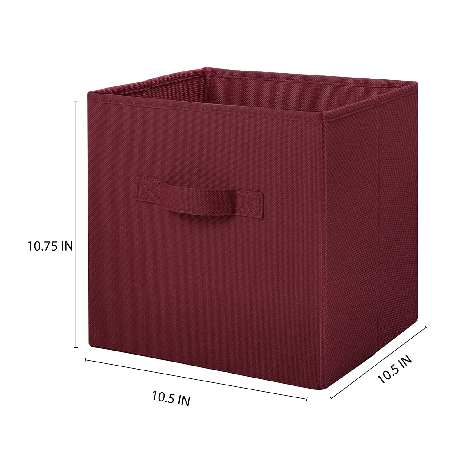 Mainstays Collegiate Collapsible Fabric Bins 10.5X10.5, Maroon Supreme, 4 Pack