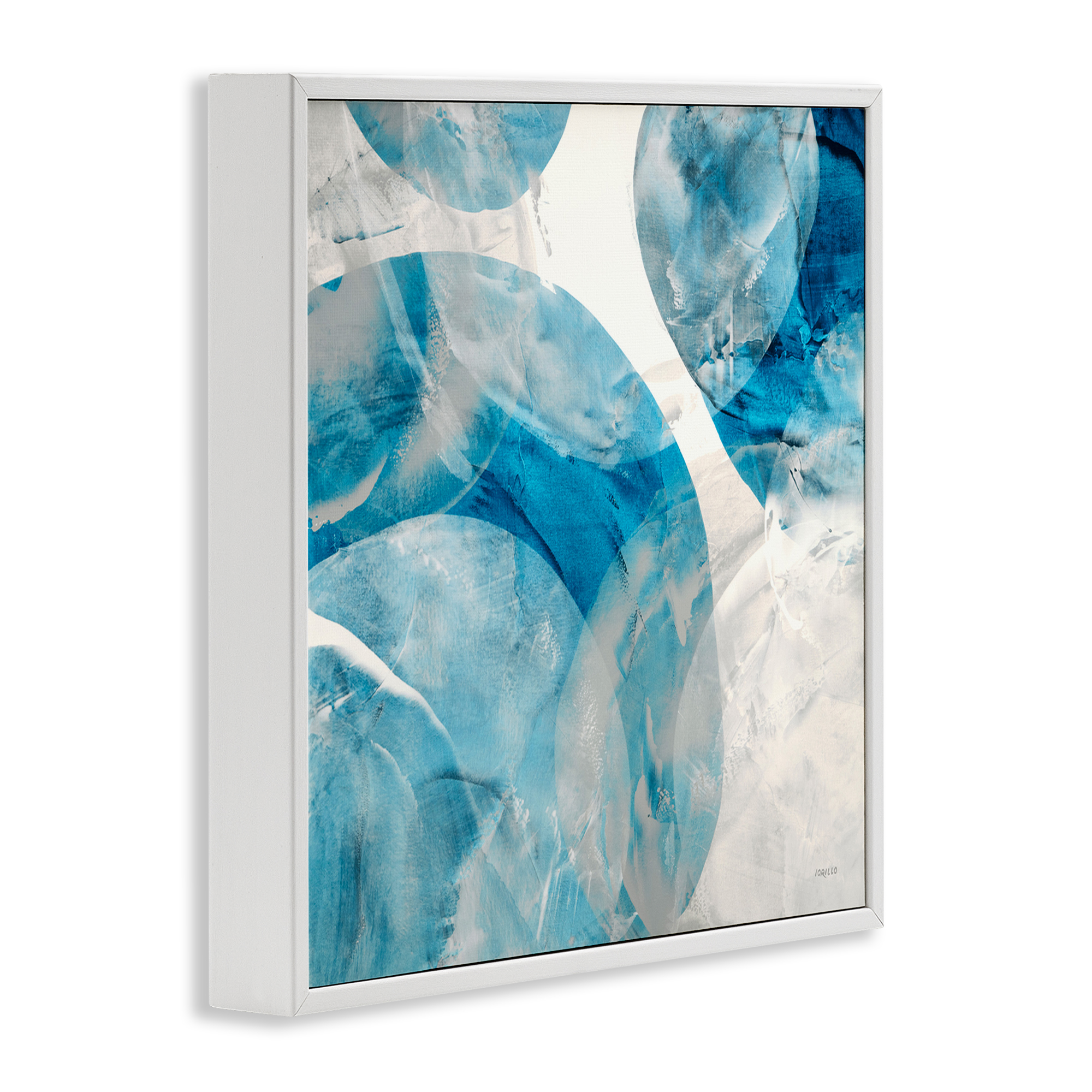Stupell Industries Opaque Blue Spheres Abstract Painting White Framed Art Print Wall Art, 17 x 17