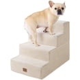 thumbnail image 1 of Escalera para perros EHEYCIGA de 4 peldaños para cama, 45 cm de altura, antideslizante, color beige, 1 of 7