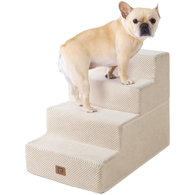 Escalera para perros EHEYCIGA de 4 peldaños para cama, 45 cm de altura, antideslizante, color beige
