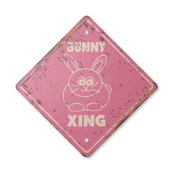 Bunny Vintage Crossing Sign Zone Xing | Indoor/Outdoor Plastic | 12" Tall rustic rabbit cage food supplies fair contest