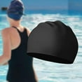 thumbnail image 1 of Gorro de natación de silicona impermeable para piscina, muy elástico, para ducha, para cabello largo y corto, para hombres y mujeres, para conducir en Negro, 1 of 8