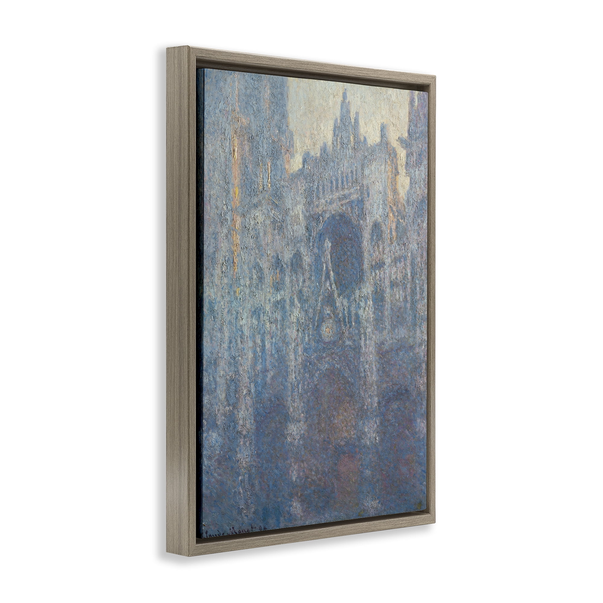Stupell Industries Classic Monet Cathedral in Morning Buildings & Architecture Painting Brown Floater Framed Canvas Art Print Wall Art, 17 x 25