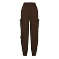 thumbnail image 1 of Pantalones cargo informales de color liso para mujer: cintura elástica, diseño con múltiples bolsillos, estilo jogger cónico para ropa de ocio y deportiva, 1 of 7