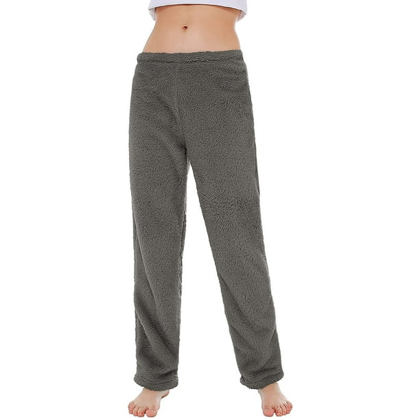 Women's Plush Fluffy Pajama Pants, Warm Fleece Lounge Pants Sleepwear  Bottoms with Pockets 