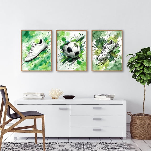 Canvas Print Poster Wall Art Painting Soccer Prints Gift for Boys Christmas Living Room Bedroom Home Office Bar Party Decor
