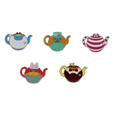 Alice In Wonderland 5 Tea Pots Disney Parks Specific Trading Pin Set