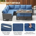 thumbnail image 3 of PARKWELL 5 Pieces Outdoor Sectional Sofa All Weather Wicker Rattan Sofa Set with Cushion and Ottoman Patio Conversation Furniture Set in Navy, 3 of 10