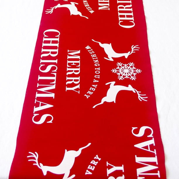 Camino de mesa con temática navideña, mantel impreso, camino de mesa de comedor para restaurante en casa, rojo, copo de nieve, animal Sweethay HA8992-04B
