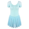thumbnail image 4 of Kaerm Women Ballet Dance Skirted Leotard Dress Gymnastics Bodysuits Ballerina Training Outfit Light Blue XXL, 4 of 6