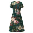 thumbnail image 4 of Gvmfive Women Boho Floral Print Short Sleeve Swing Dress Summer Party Beach Casual Midi Dress, 4 of 4