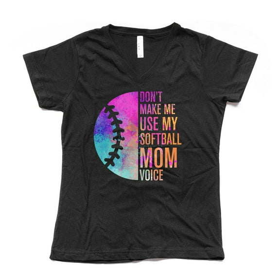 NanyCrafts' Don't Make me Use my Softball Mom Voice Ladies Modern Fit V-Neck Shirt