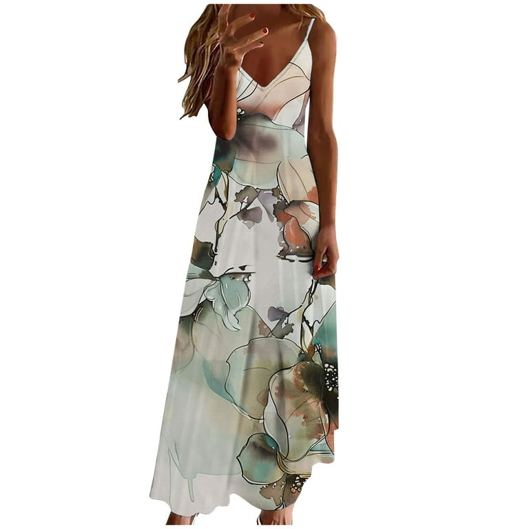 Cagogo Womens Summer Floral Swing Flowy Maxi Long Cami Sun Dresses Wedding Guest Dresses Casual Loose Sleeveless Spaghetti Strap V Neck Trendy Outfits Bridal Shower Dresses - Walmart.com Cagogo Womens Summer Floral Swing Flowy Maxi Long Cami Sun Dresses Wedding Guest Dresses Casual Loose Sleeveless Spaghetti Strap V Neck Trendy Outfits Bridal Shower Dresses - Walmart.com